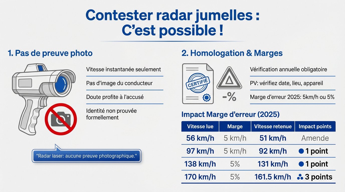 contester radar jumelles sans preuve photographique
