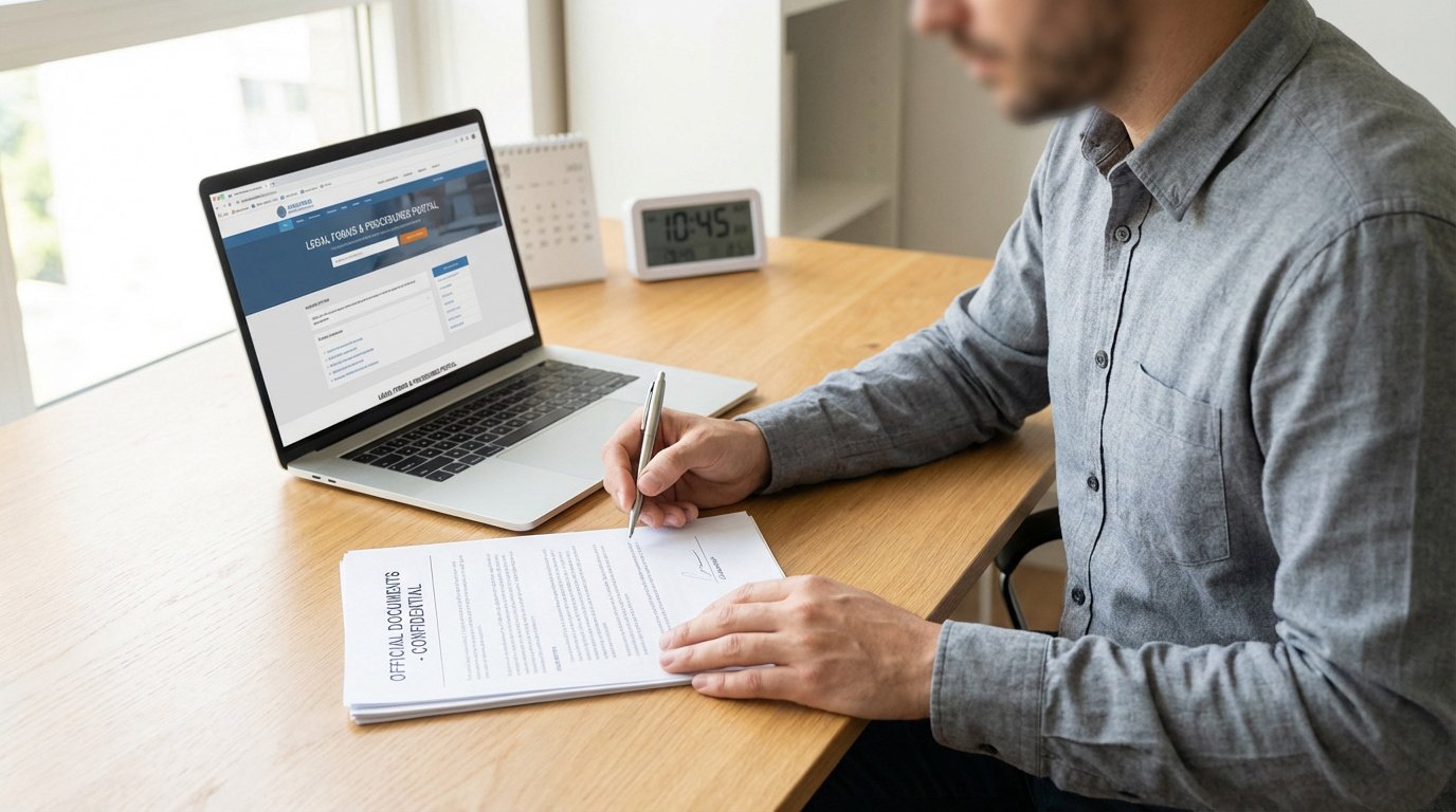 Personne signant des documents pour une contestation amende dans un bureau moderne
