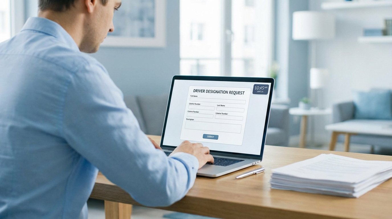 Désignation amende : interface web ANTAI sur écran d'ordinateur