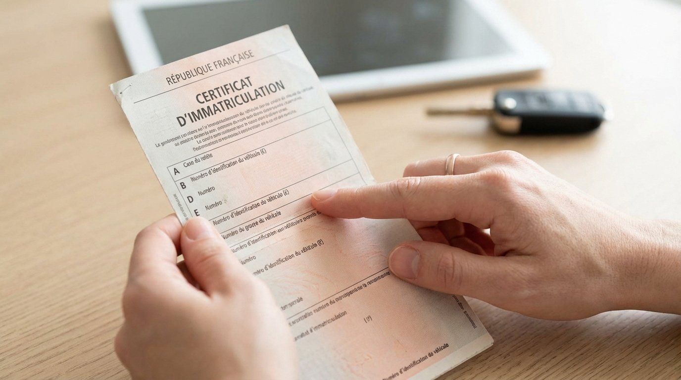 Numéro VIN carte grise en case E du certificat d'immatriculation