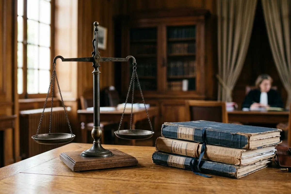 Balance de la justice et ouvrages juridiques symbolisant les sanctions du refus d'obtempérer