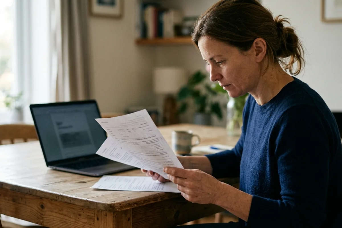 Personne examinant ses courriers administratifs pour comprendre son solde de points de permis