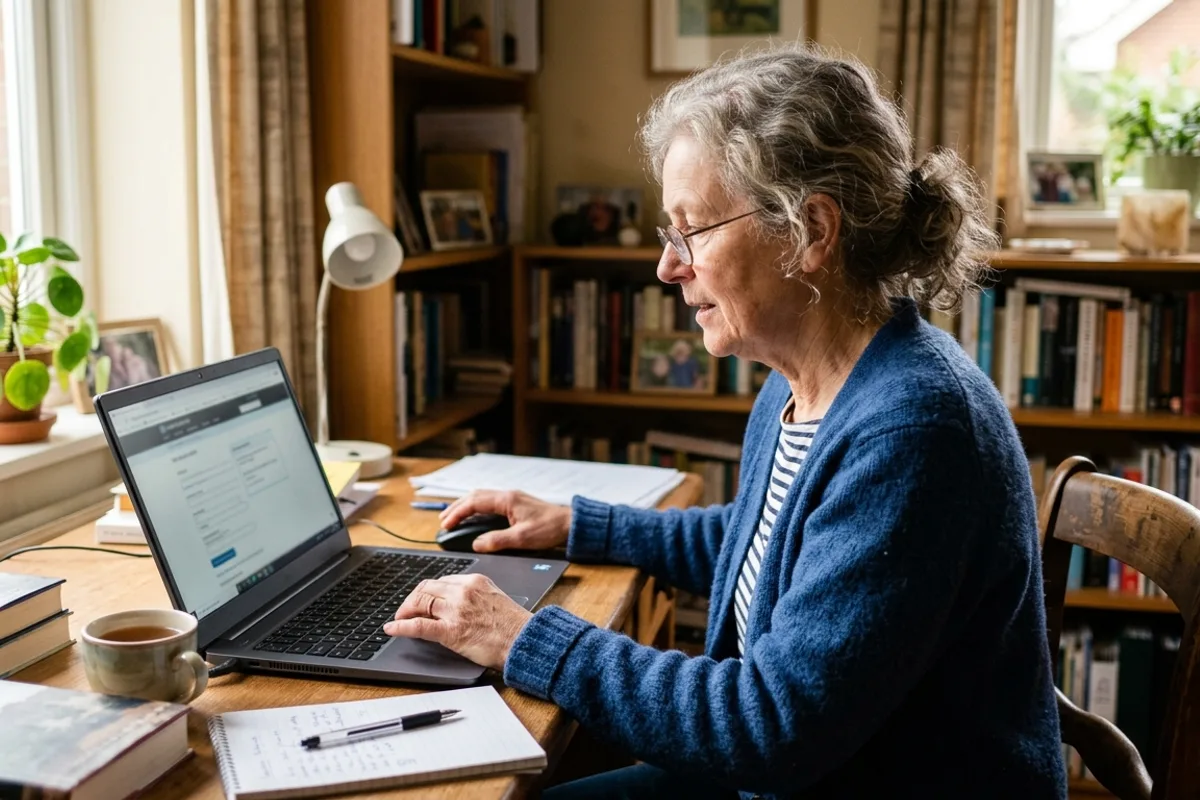 Consultation des points permis via service officiel en ligne Conductrice utilisant le service en ligne Mes points permis sur ordinateur