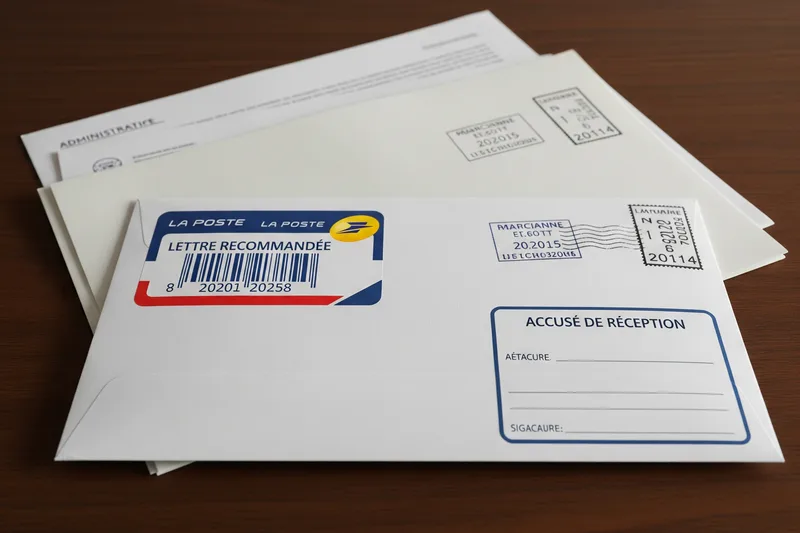 Enveloppe de lettre recommandée avec accusé de réception pour contestation d'amende