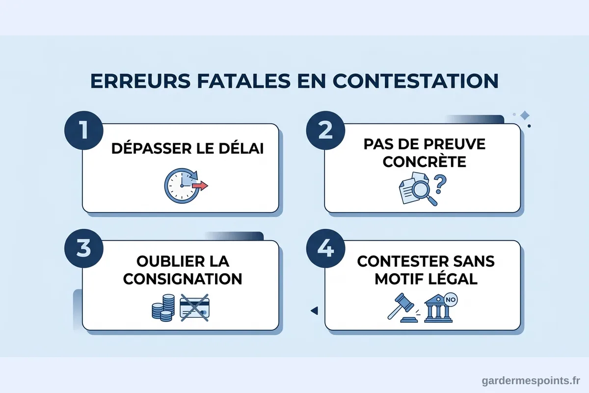 Infographie des 4 erreurs les plus courantes qui font échouer une contestation d'amende