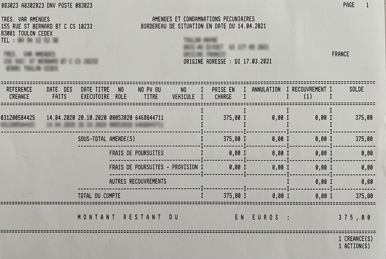 Bordereau de situation des amendes (BSACP) Exemple de bordereau de situation des amendes et condamnations pécuniaires (BSACP)