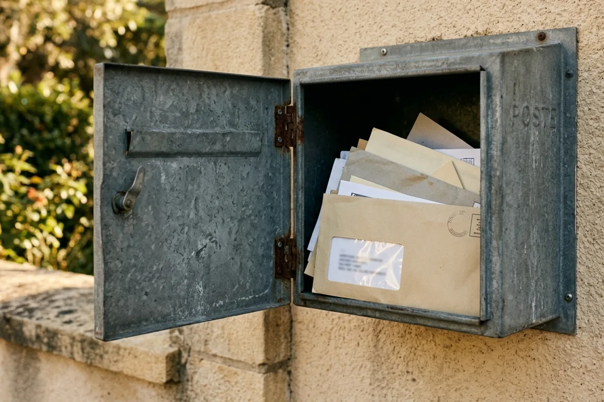 Courrier officiel de décision reçu dans une boîte aux lettres après une contestation d'amende
