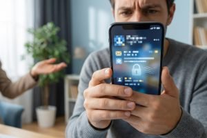 Illustration de cybersecurite avec alerte et soutien pour eviter une arnaque antai mail