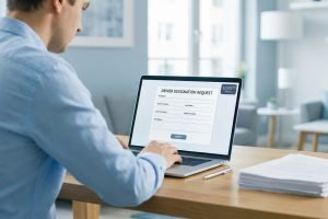 Désignation amende : interface web ANTAI sur écran d'ordinateur