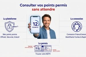 Infographie expliquant comment vérifier son solde points permis en ligne